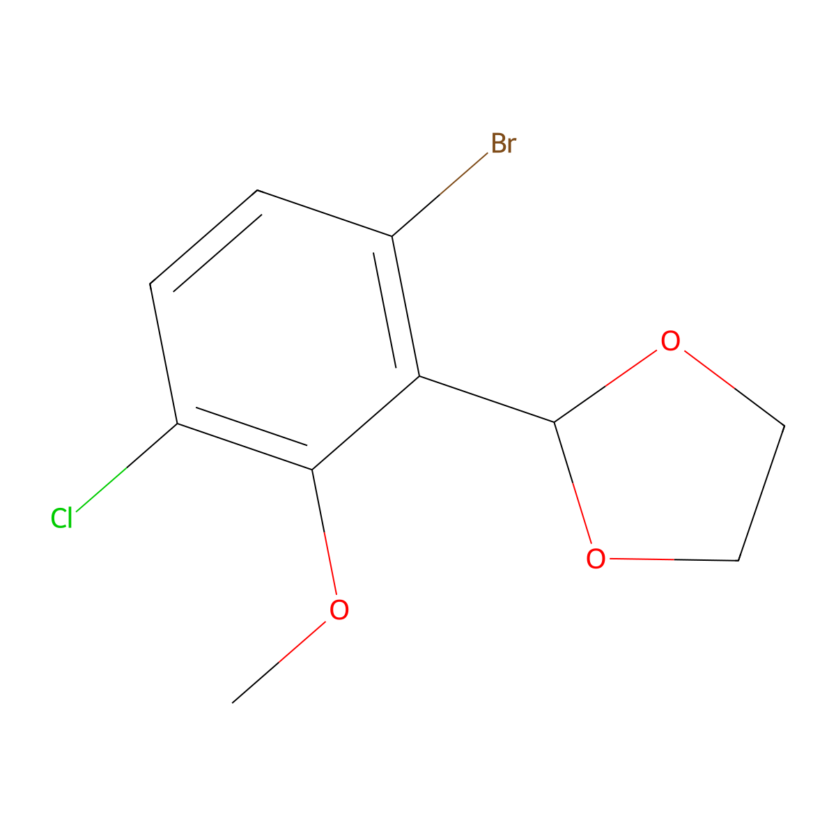 2-(6-Bromo-3-chloro-2-methoxyphenyl)-1,3-dioxolane molecular structure, CAS 2918931-20-9
