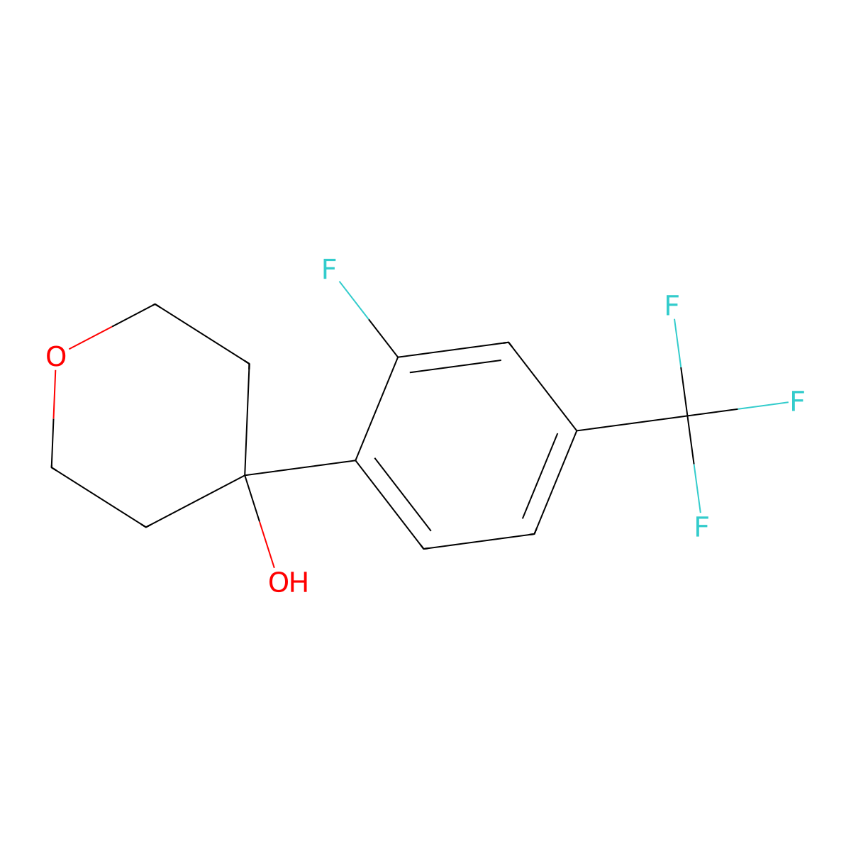 4-(2-fluoro-4-(trifluoromethyl)phenyl)tetrahydro-2H-pyran-4-ol molecular structure, CAS 2918931-69-6