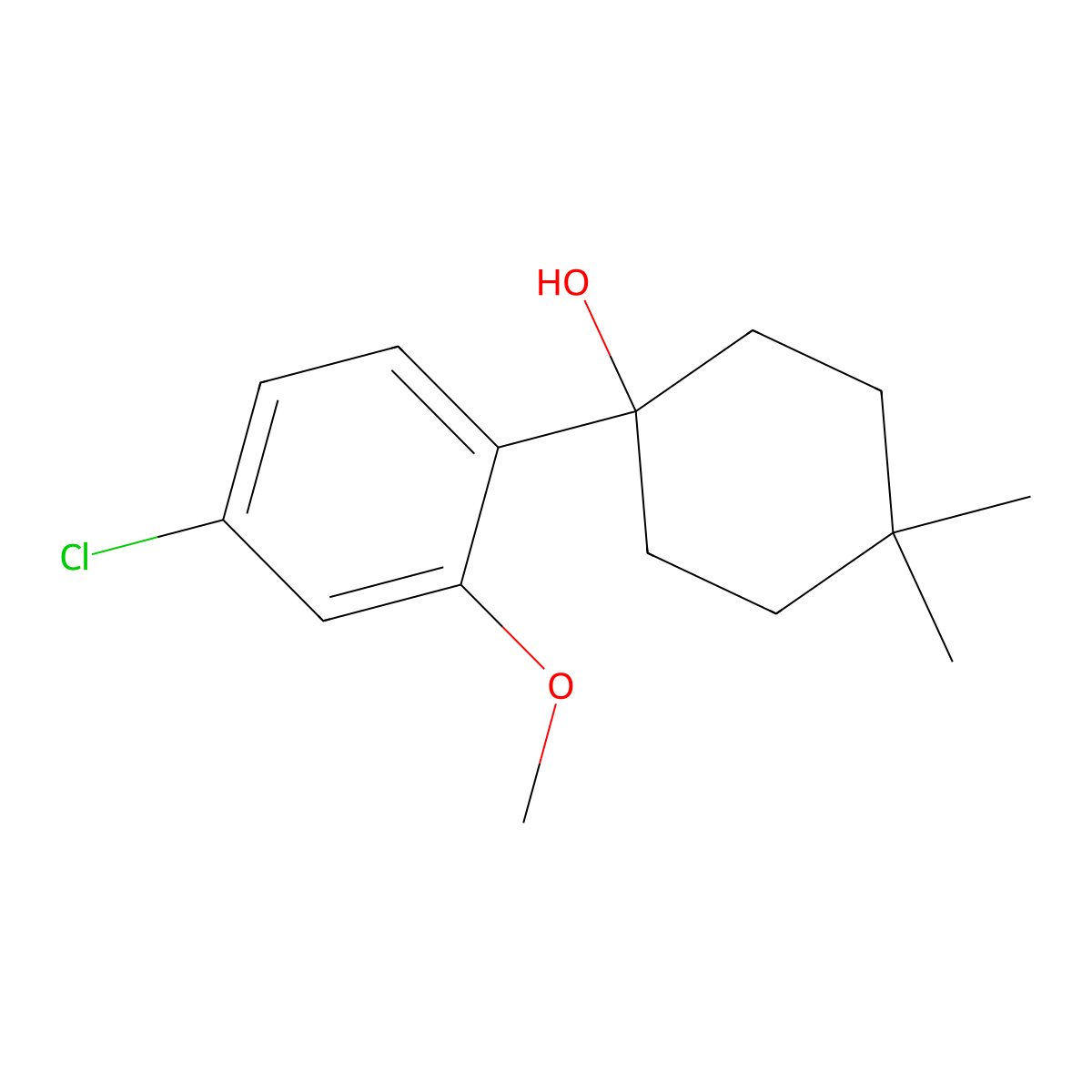 1-(4-Chloro-2-methoxyphenyl)-4,4-dimethylcyclohexanol molecular structure, CAS 2918931-89-0