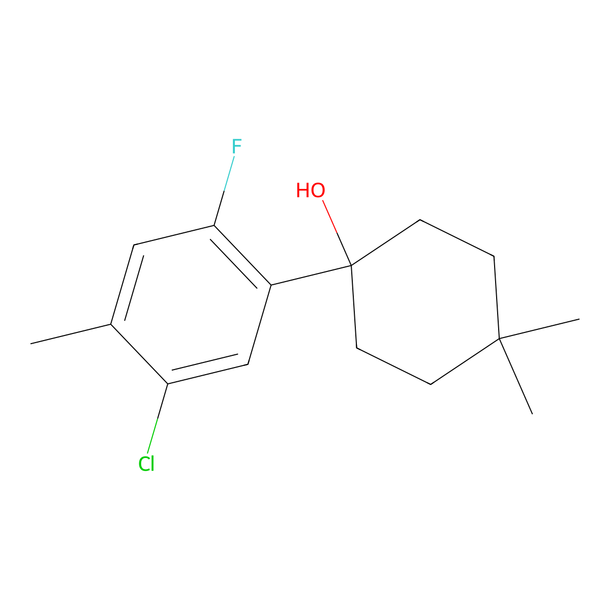 1-(5-Chloro-2-fluoro-4-methylphenyl)-4,4-dimethylcyclohexanol molecular structure, CAS 2918932-23-5