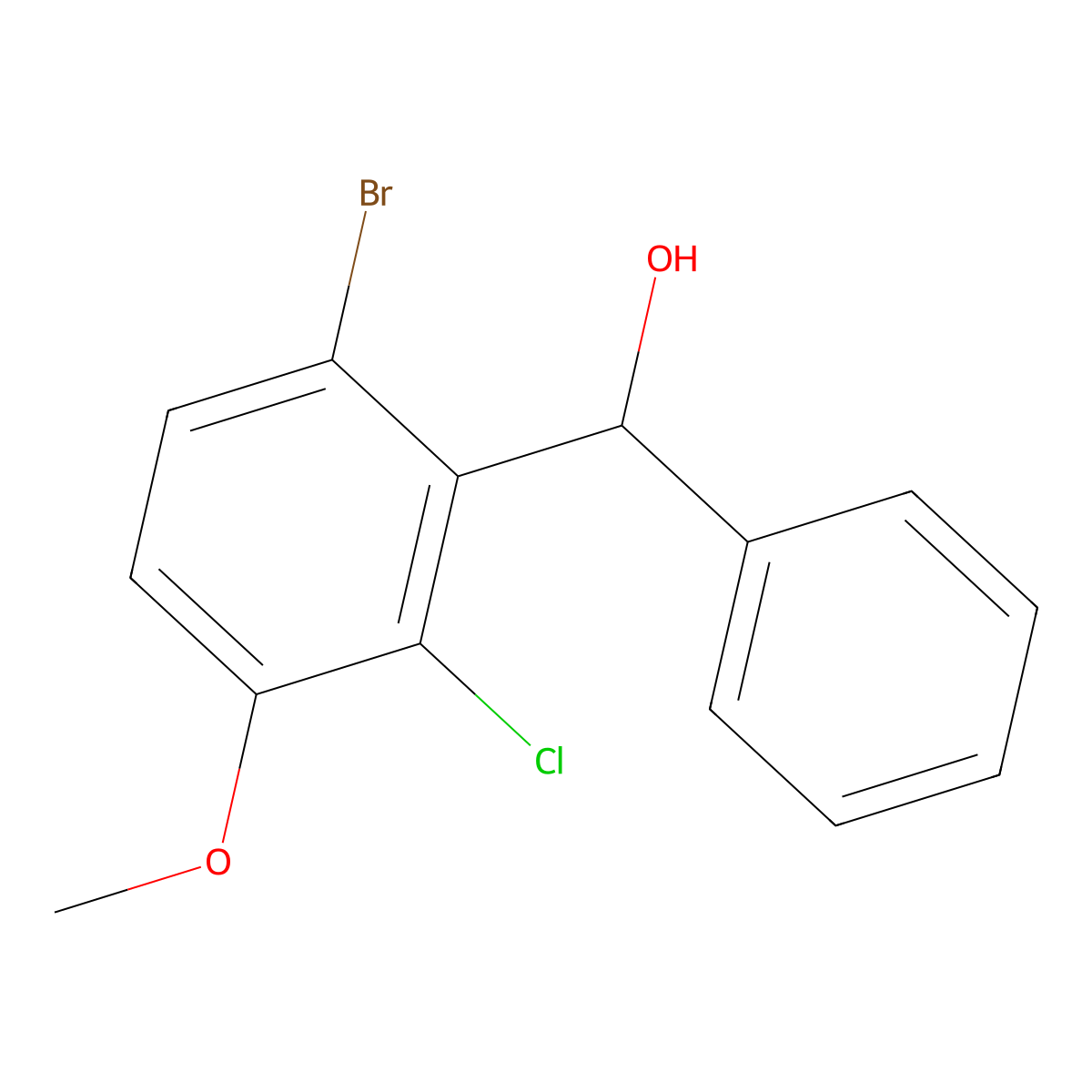 (6-Bromo-2-chloro-3-methoxyphenyl)(phenyl)methanol molecular structure, CAS 2918933-41-0