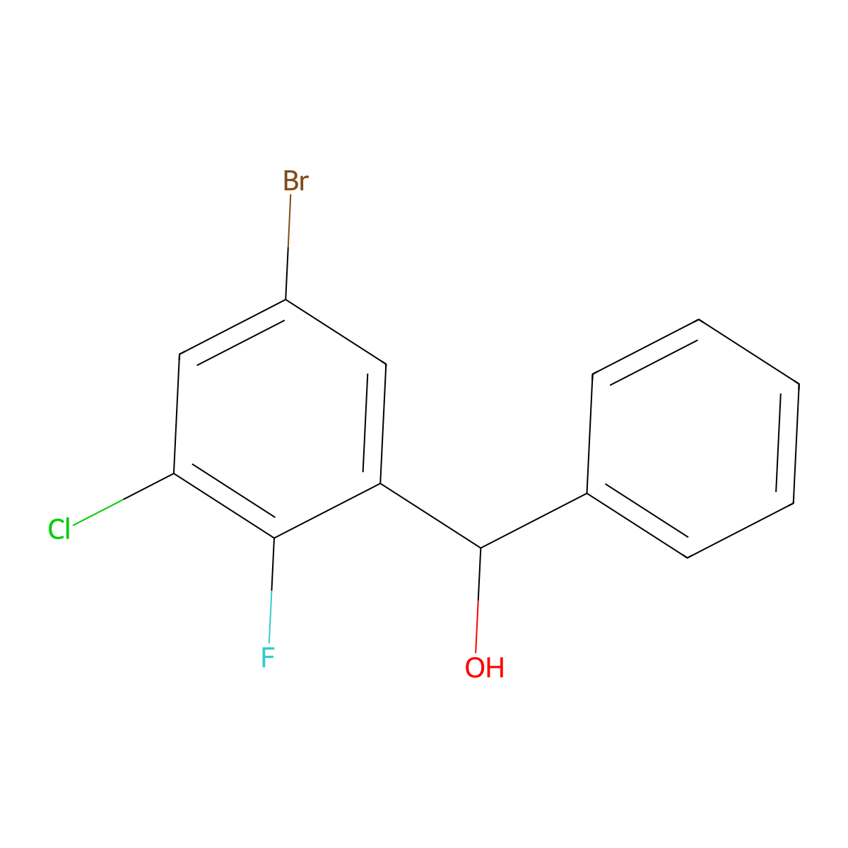 (5-Bromo-3-chloro-2-fluorophenyl)(phenyl)methanol molecular structure, CAS 2918933-70-5