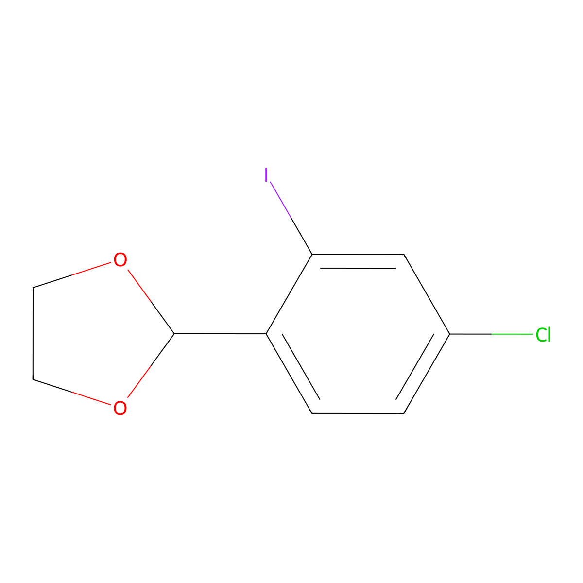 2-(4-Chloro-2-iodophenyl)-1,3-dioxolane molecular structure, CAS 2918934-48-0