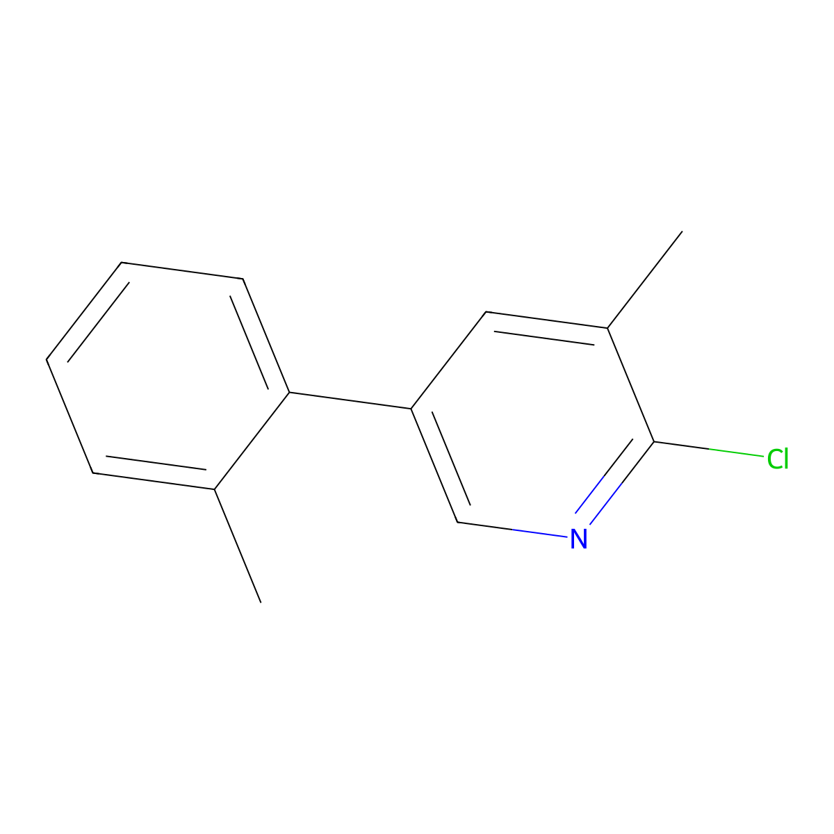 2-Chloro-3-methyl-5-(o-tolyl)pyridine molecular structure, CAS 2918935-34-7