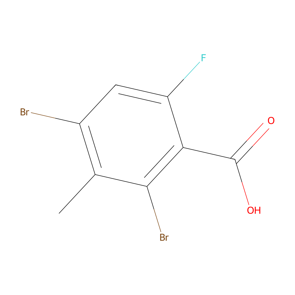 2,4-Dibromo-6-fluoro-3-methylbenzoic acid molecular structure, CAS 2918935-41-6