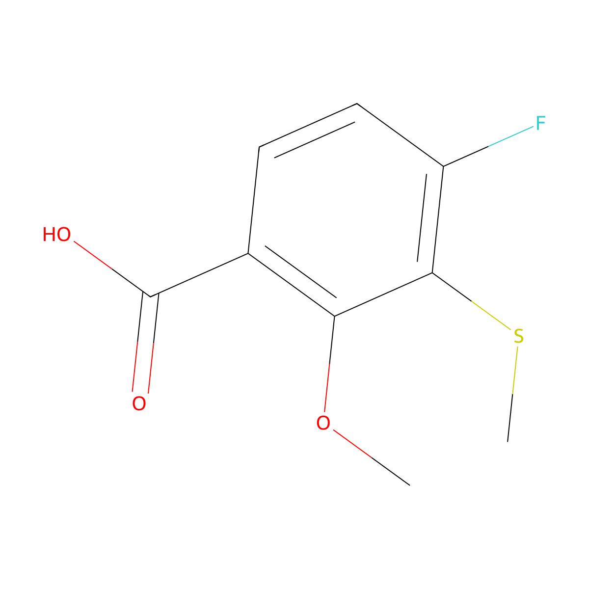 4-Fluoro-2-methoxy-3-(methylthio)benZoic acid molecular structure, CAS 2918935-84-7