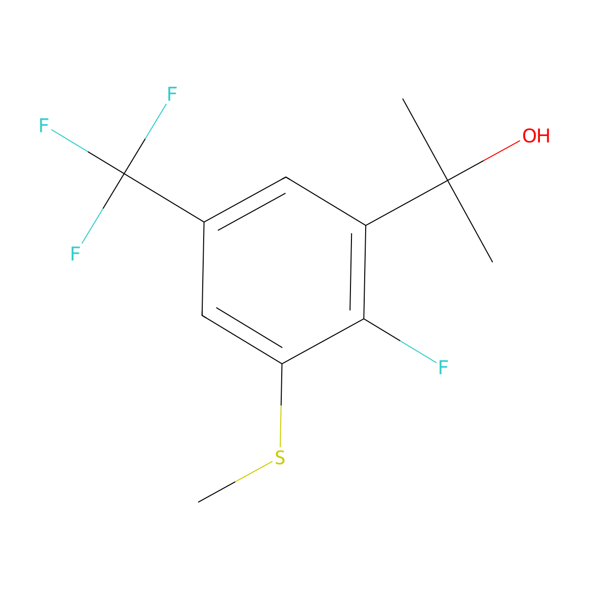 2-(2-Fluoro-3-(methylthio)-5-(trifluoromethyl)phenyl)propan-2-ol molecular structure, CAS 2918936-37-3