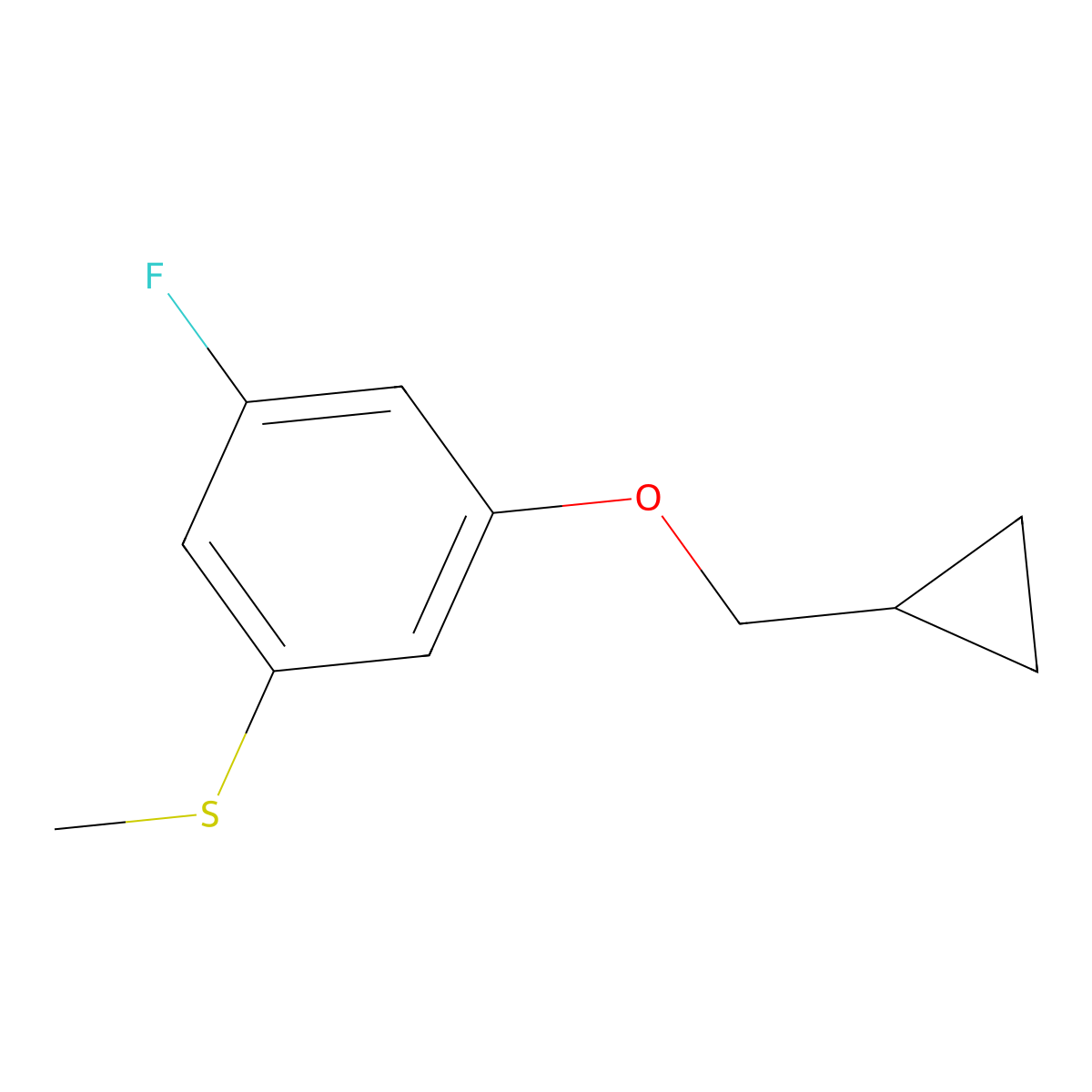 (3-(Cyclopropylmethoxy)-5-fluorophenyl)(methyl)sulfane molecular structure, CAS 2918938-23-3