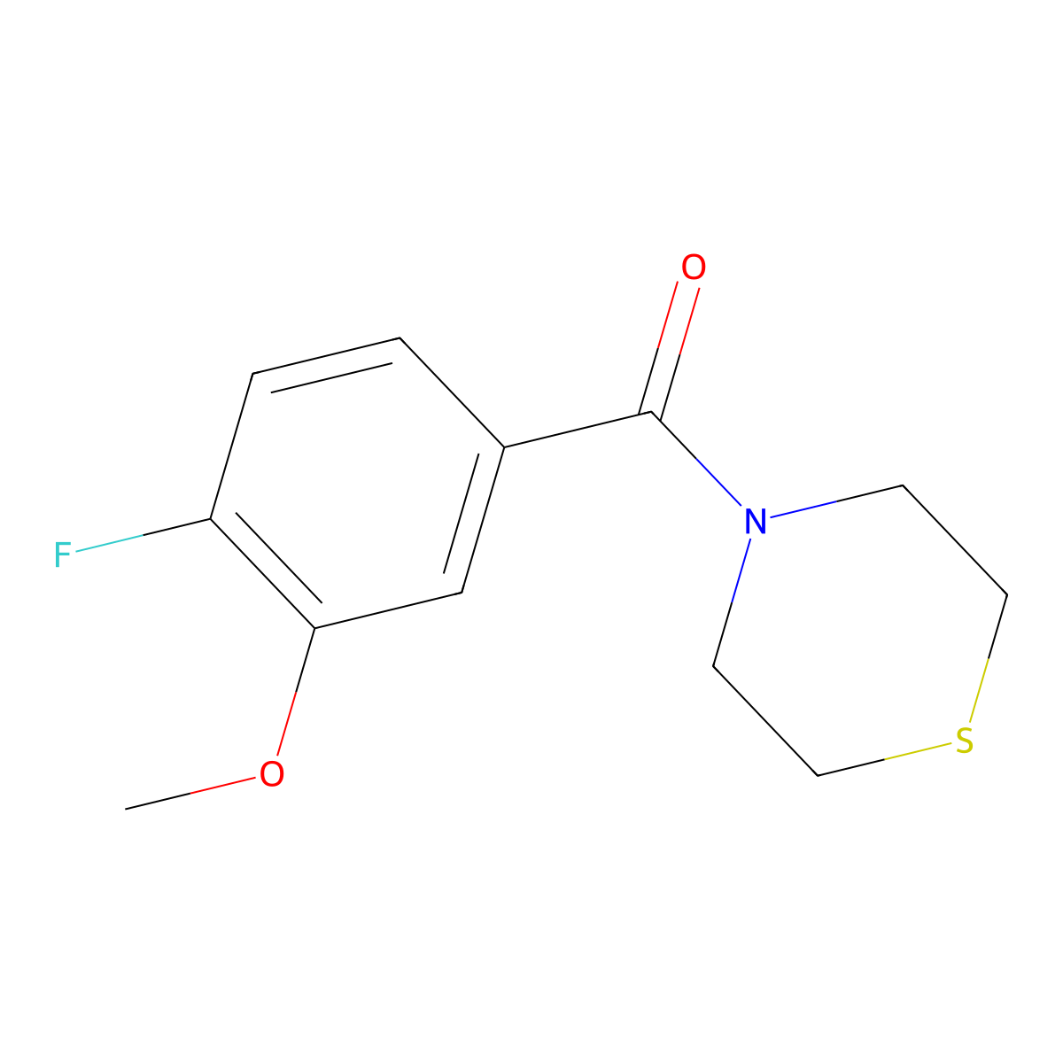 (4-Fluoro-3-methoxyphenyl)(thiomorpholino)methanone molecular structure, CAS 2918939-39-4