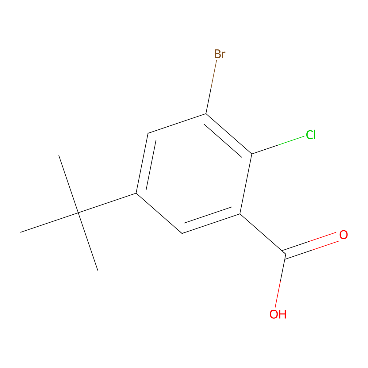 3-Bromo-5-(tert-butyl)-2-chlorobenzoic acid molecular structure, CAS 2918939-43-0