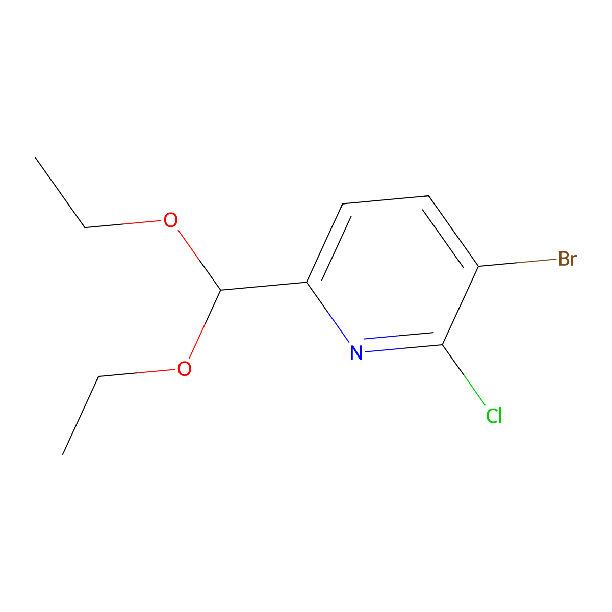 3-Bromo-2-chloro-6-(diethoxymethyl)pyridine molecular structure, CAS 2918939-96-3