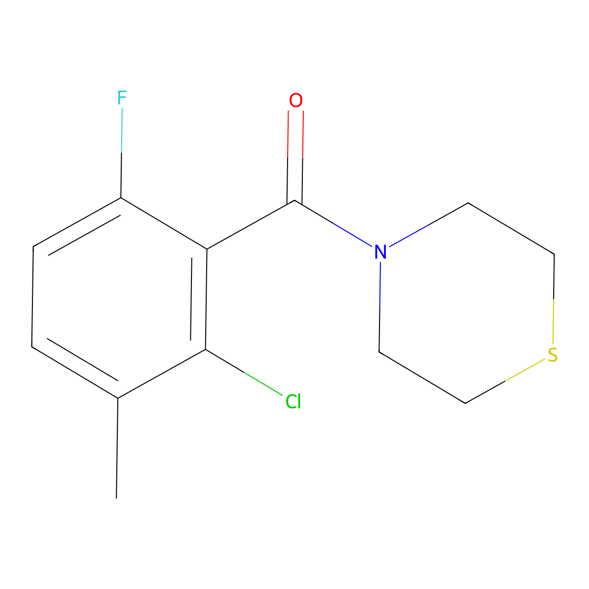 (2-Chloro-6-fluoro-3-methylphenyl)(thiomorpholino)methanone molecular structure, CAS 2918941-02-1