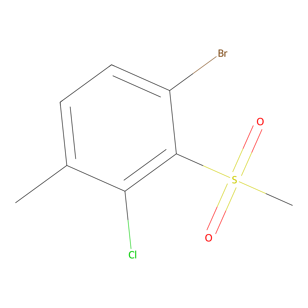 1-Bromo-3-chloro-4-methyl-2-(methylsulfonyl)benzene molecular structure, CAS 2918941-45-2