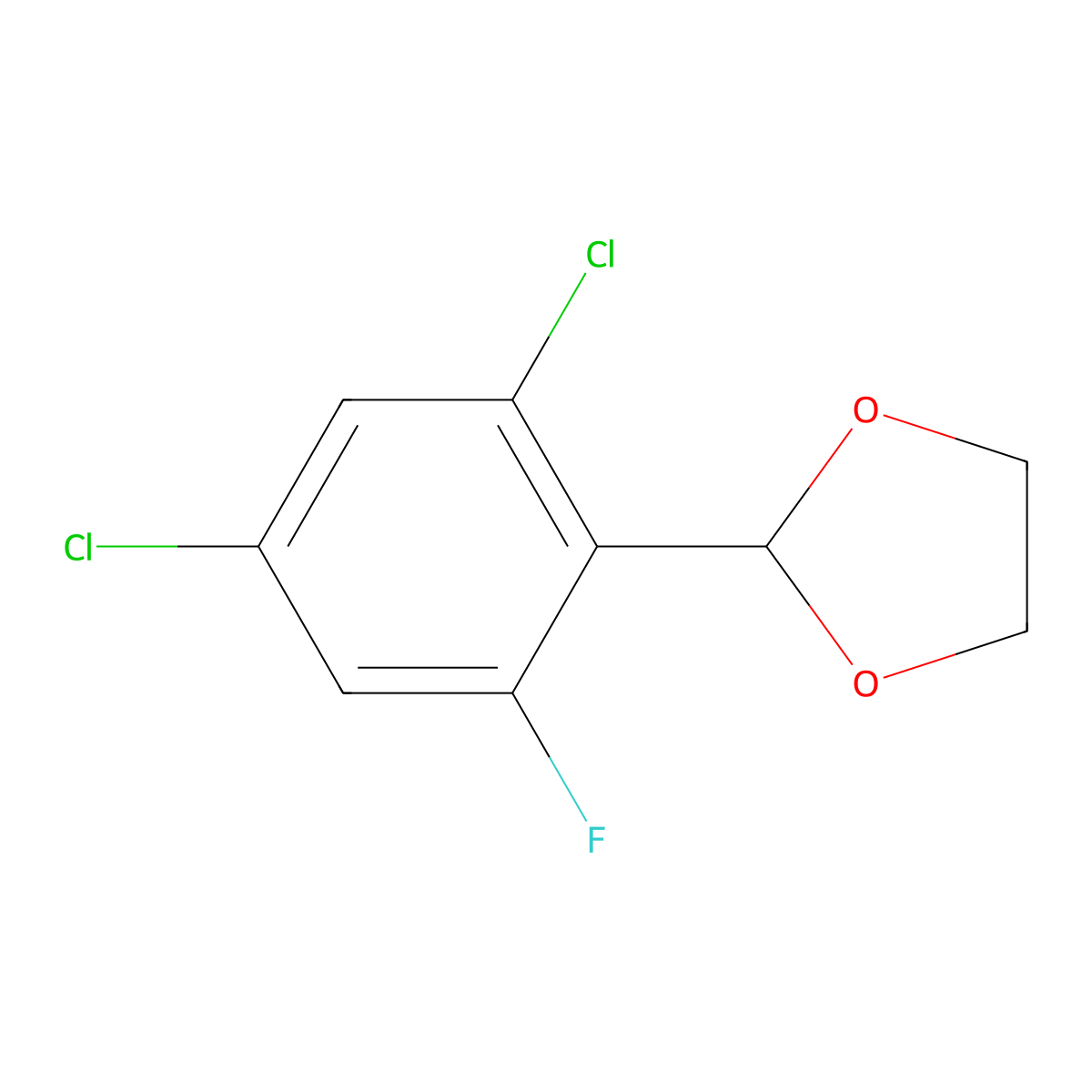 2-(2,4-Dichloro-6-fluorophenyl)-1,3-dioxolane molecular structure, CAS 2918943-30-1
