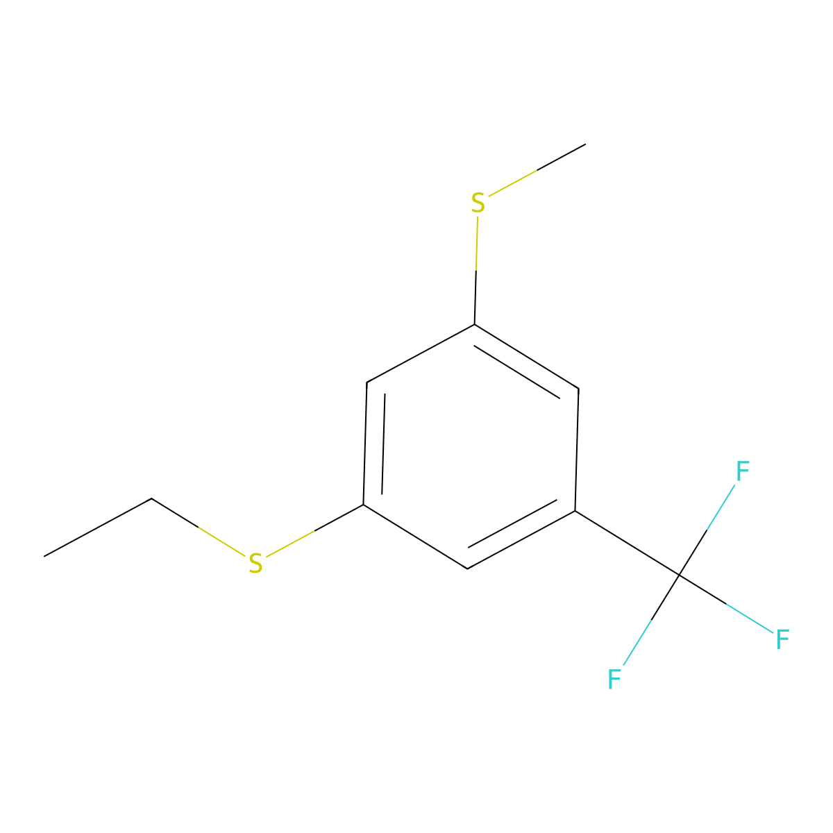 Ethyl(3-(methylthio)-5-(trifluoromethyl)phenyl)sulfane molecular structure, CAS 2918943-78-7