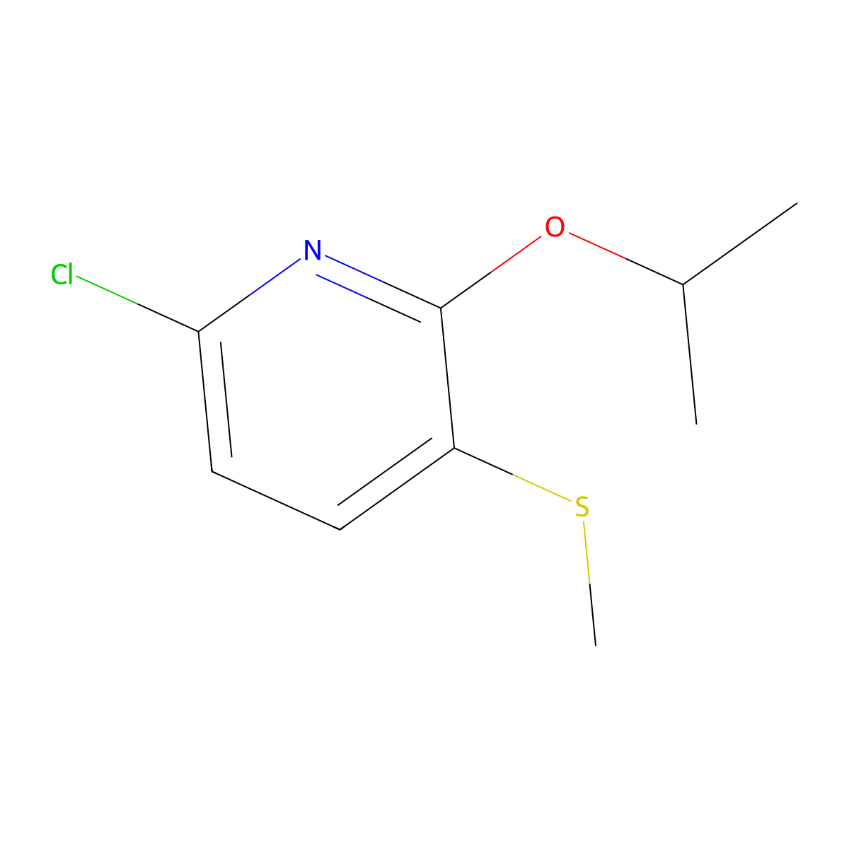 6-Chloro-2-isopropoxy-3-(methylthio)pyridine molecular structure, CAS 2918943-94-7