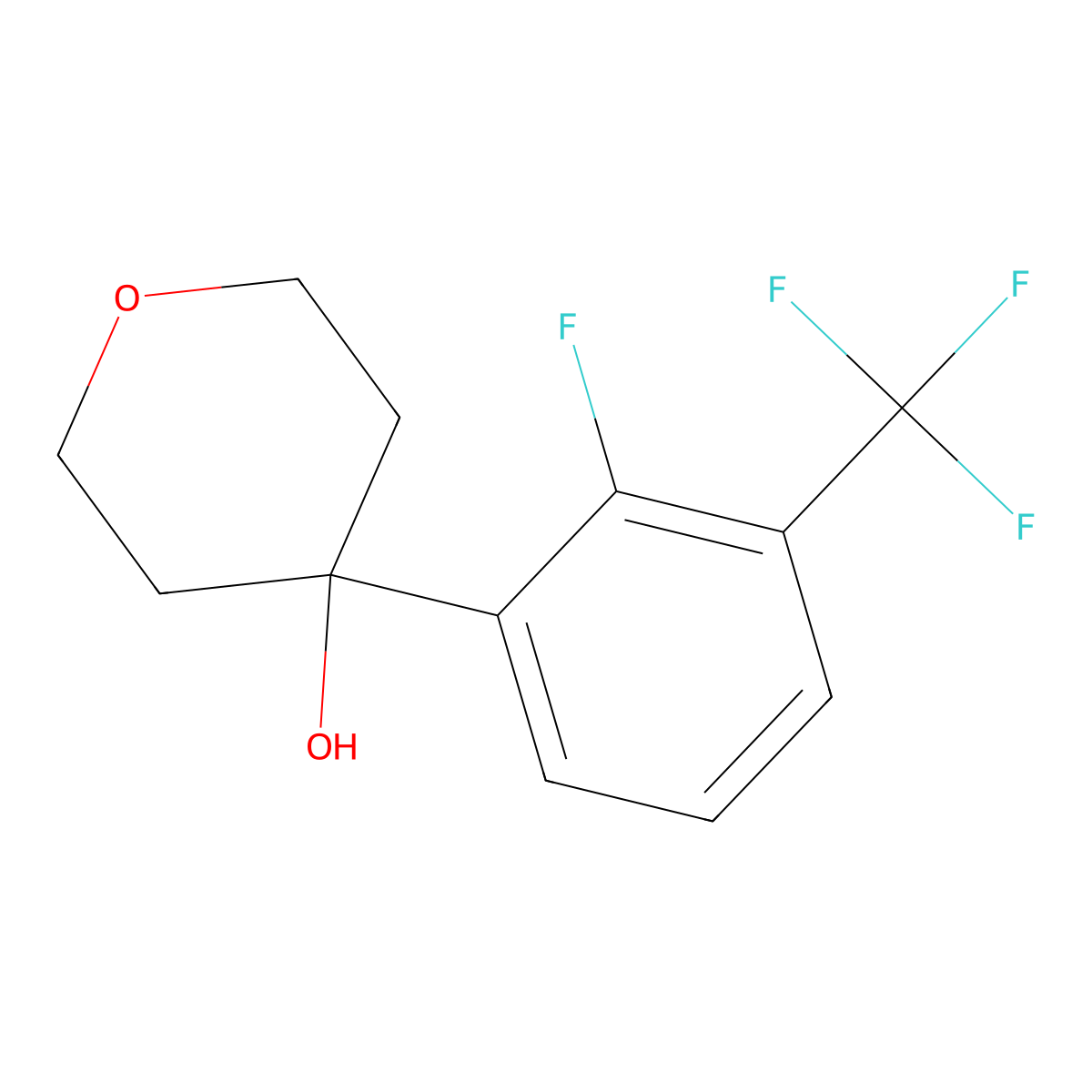 4-(2-fluoro-3-(trifluoromethyl)phenyl)tetrahydro-2H-pyran-4-ol molecular structure, CAS 2918944-64-4