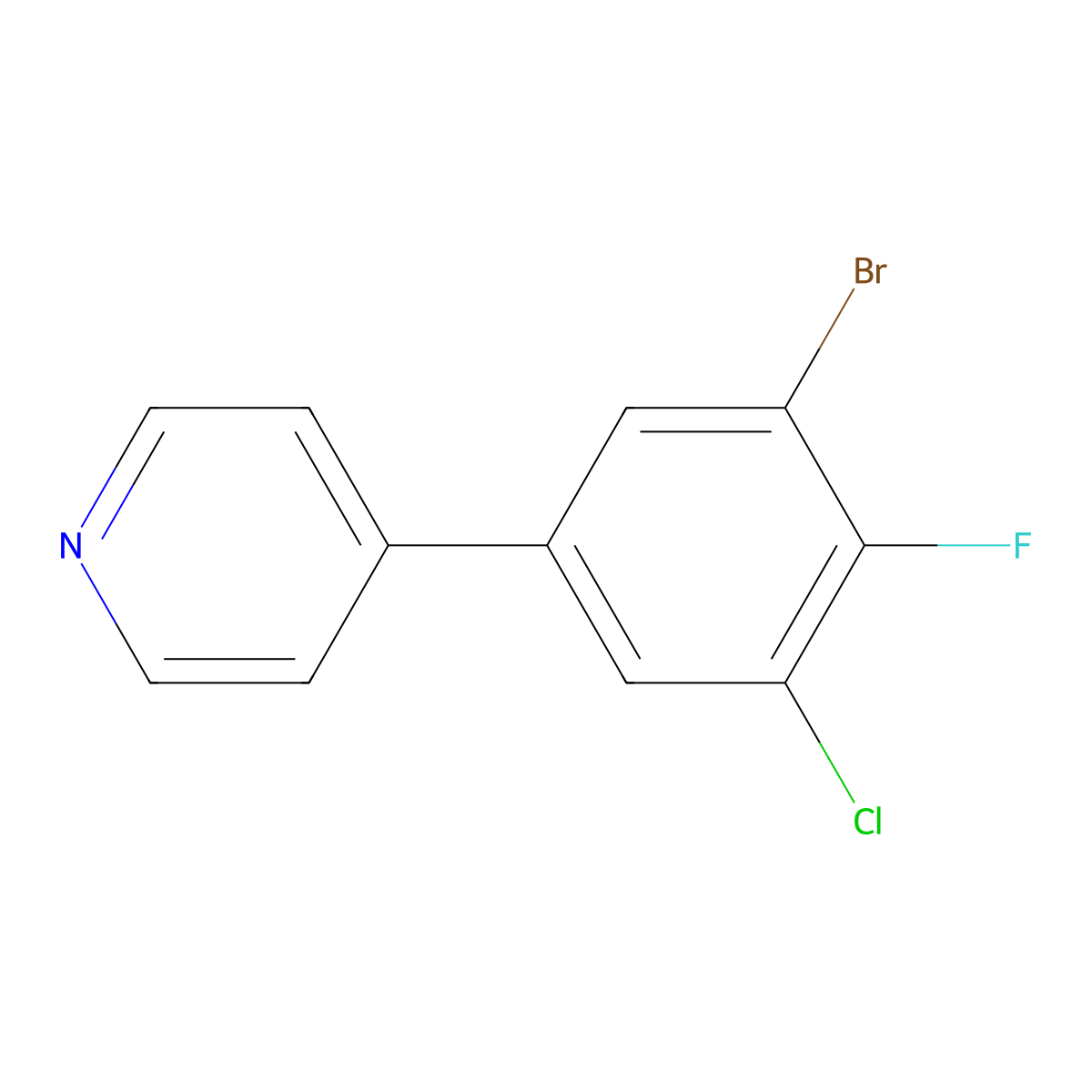 4-(3-Bromo-5-chloro-4-fluorophenyl)pyridine molecular structure, CAS 2918945-18-1
