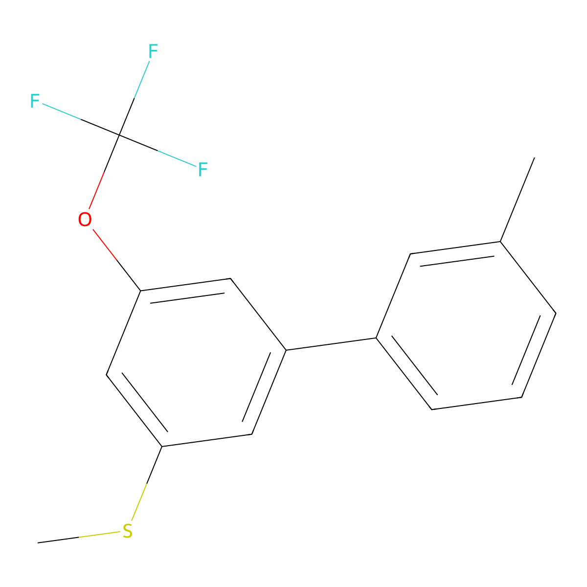 Methyl(3'-methyl-5-(trifluoromethoxy)-[1,1'-biphenyl]-3-yl)sulfane molecular structure, CAS 2918945-93-2