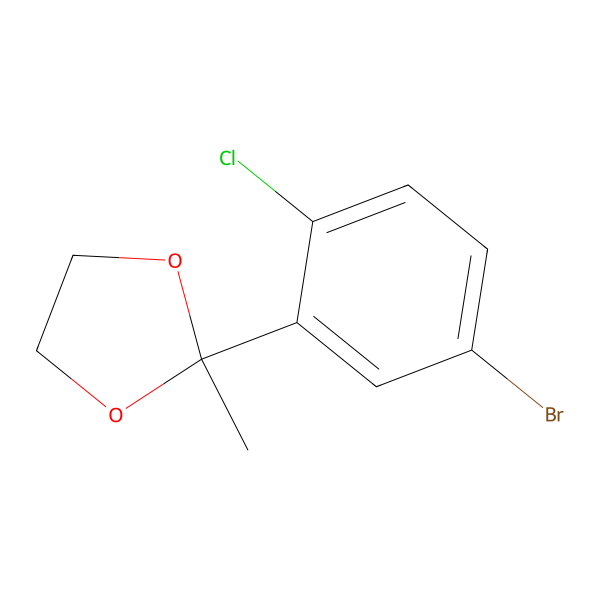 2-(5-Bromo-2-chlorophenyl)-2-methyl-1,3-dioxolane molecular structure, CAS 2918946-08-2