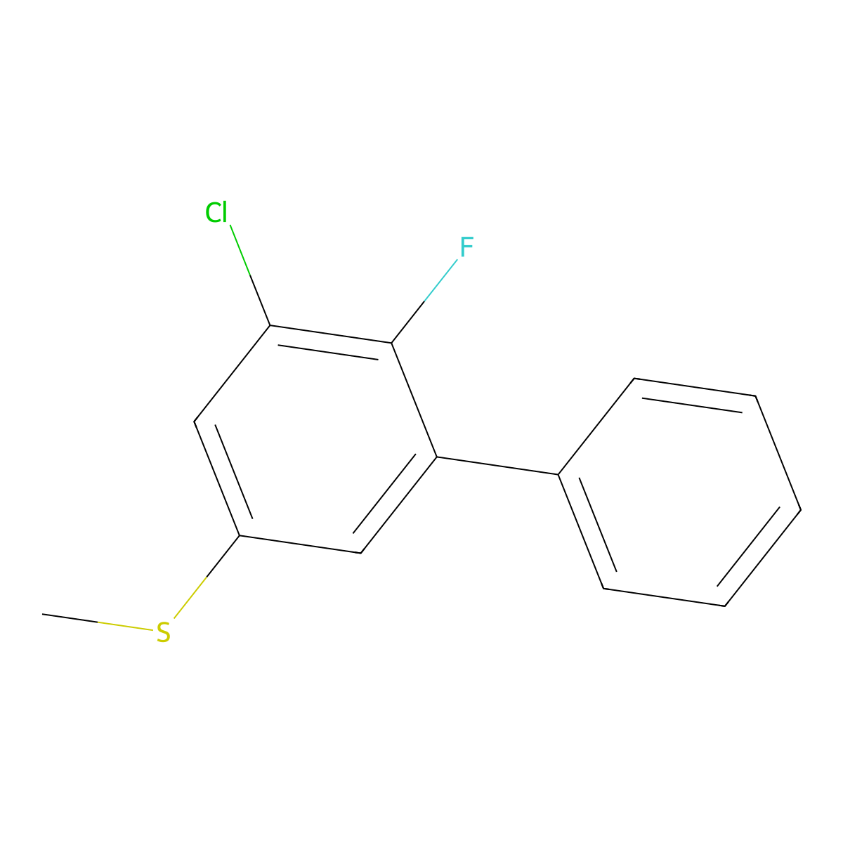 (5-Chloro-6-fluoro-[1,1'-biphenyl]-3-yl)(methyl)sulfane molecular structure, CAS 2918946-34-4