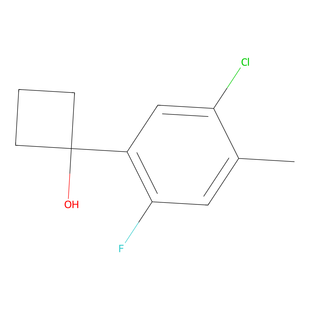 1-(5-Chloro-2-fluoro-4-methylphenyl)cyclobutanol molecular structure, CAS 2918947-23-4