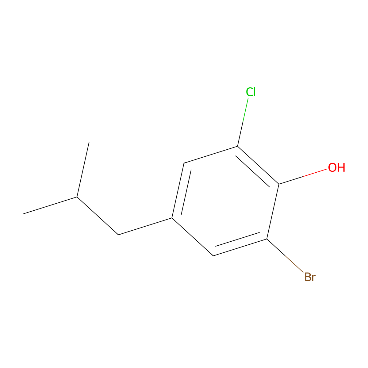 2-Bromo-6-chloro-4-isobutylphenol molecular structure, CAS 2918947-88-1