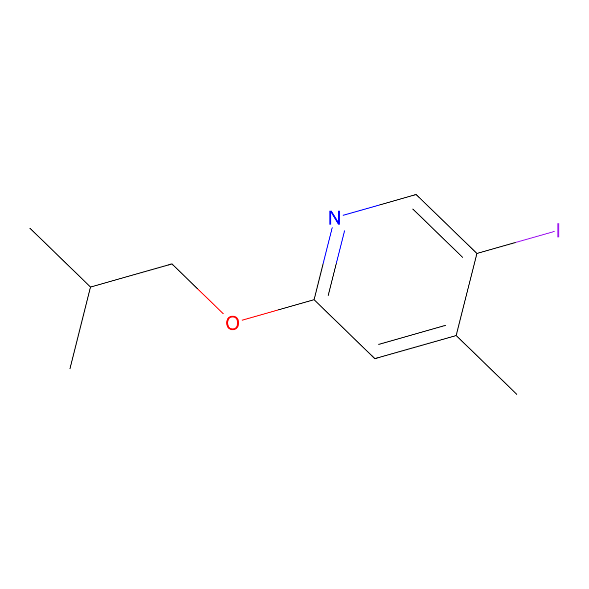 5-Iodo-2-isobutoxy-4-methylpyridine molecular structure, CAS 2918948-24-8