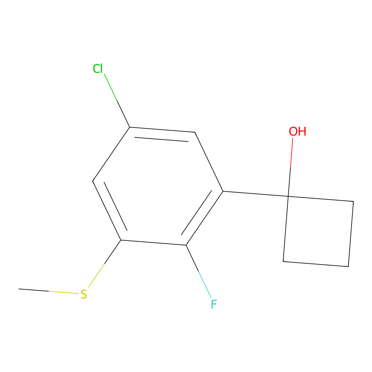 1-(5-Chloro-2-fluoro-3-(methylthio)phenyl)cyclobutanol molecular structure, CAS 2918949-10-5