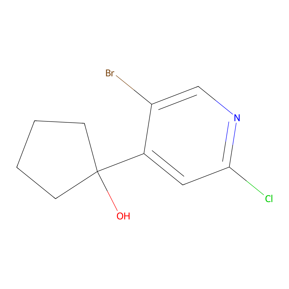 1-(5-Bromo-2-chloropyridin-4-yl)cyclopentanol molecular structure, CAS 2918950-34-0