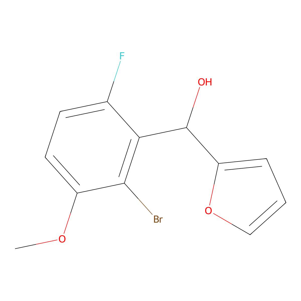 (2-Bromo-6-fluoro-3-methoxyphenyl)(furan-2-yl)methanol molecular structure, CAS 2918950-47-5