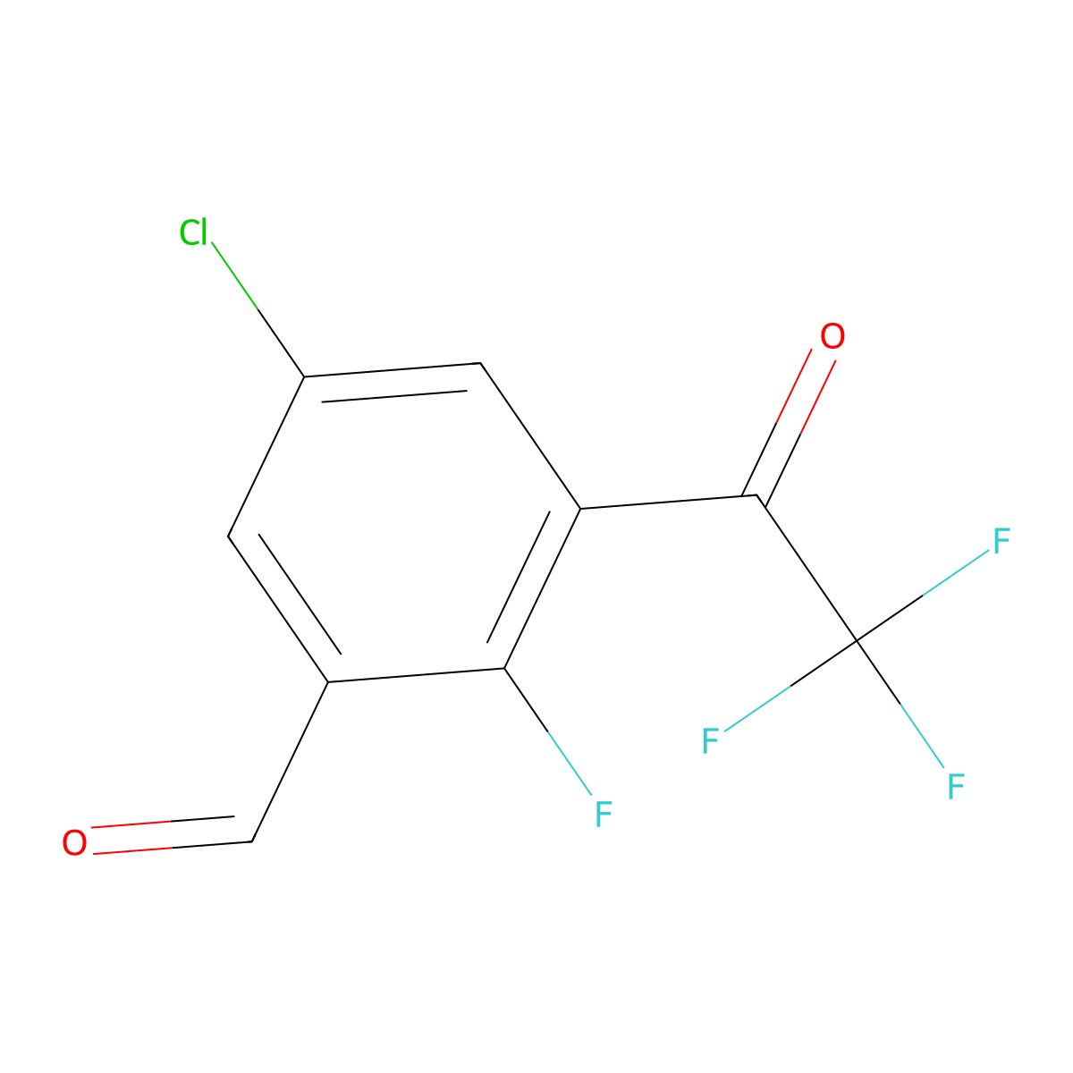 5-Chloro-2-fluoro-3-(2,2,2-trifluoroacetyl)benzaldehyde molecular structure, CAS 2918950-97-5