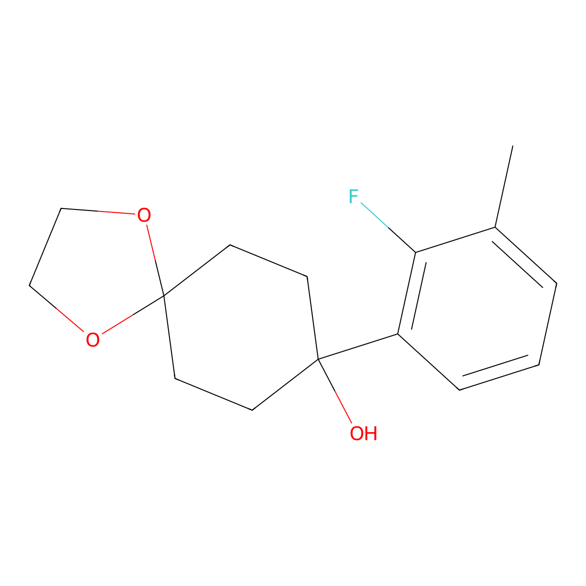 8-(2-Fluoro-3-methylphenyl)-1,4-dioxaspiro[4.5]decan-8-ol molecular structure, CAS 2918951-44-5