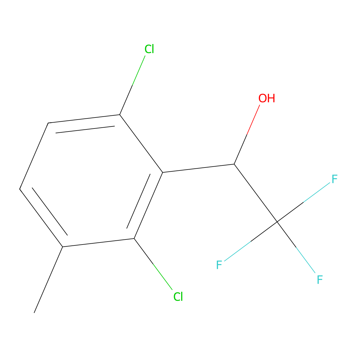 1-(2,6-Dichloro-3-methylphenyl)-2,2,2-trifluoroethanol molecular structure, CAS 2918952-24-4