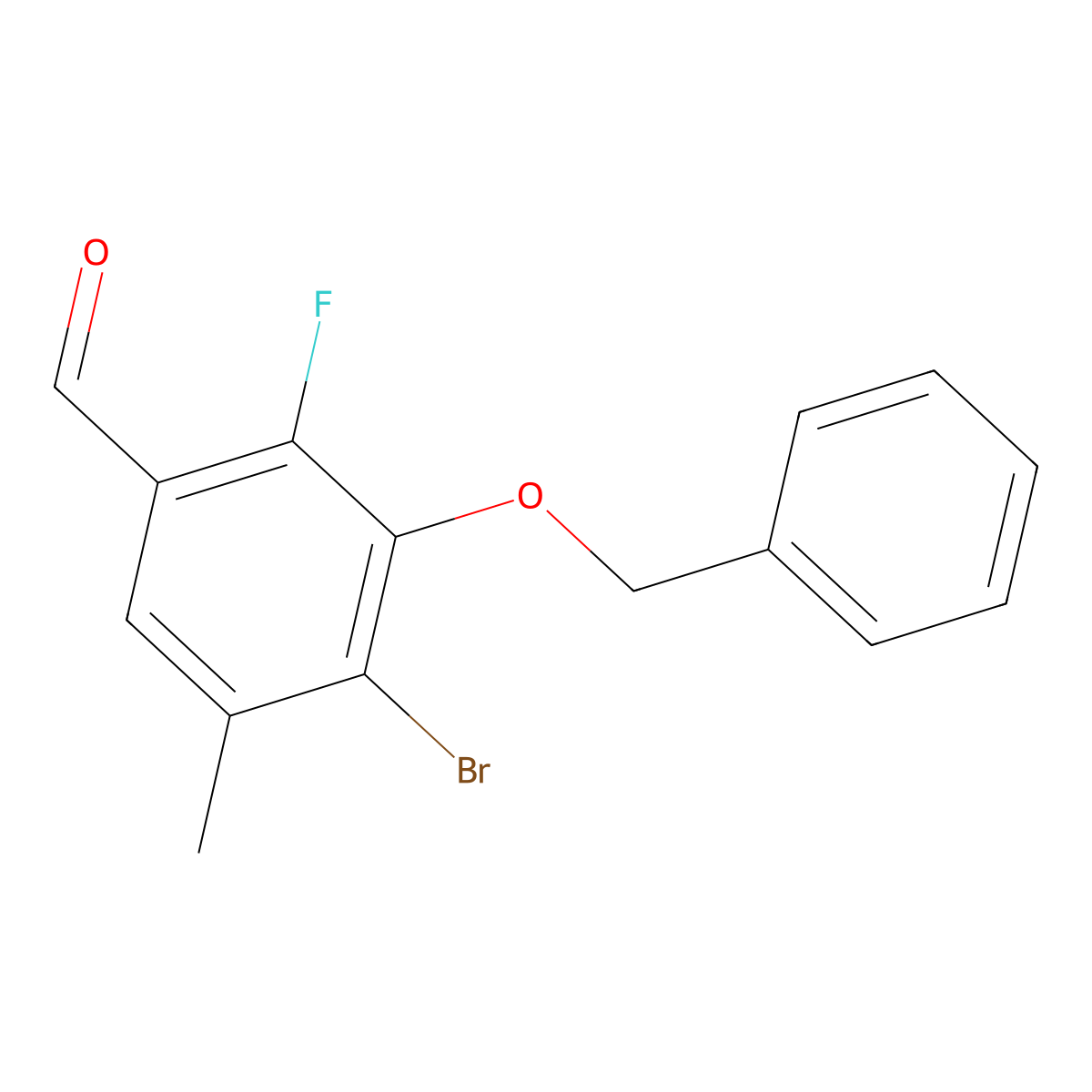 3-(Benzyloxy)-4-bromo-2-fluoro-5-methylbenzaldehyde molecular structure, CAS 2918952-32-4