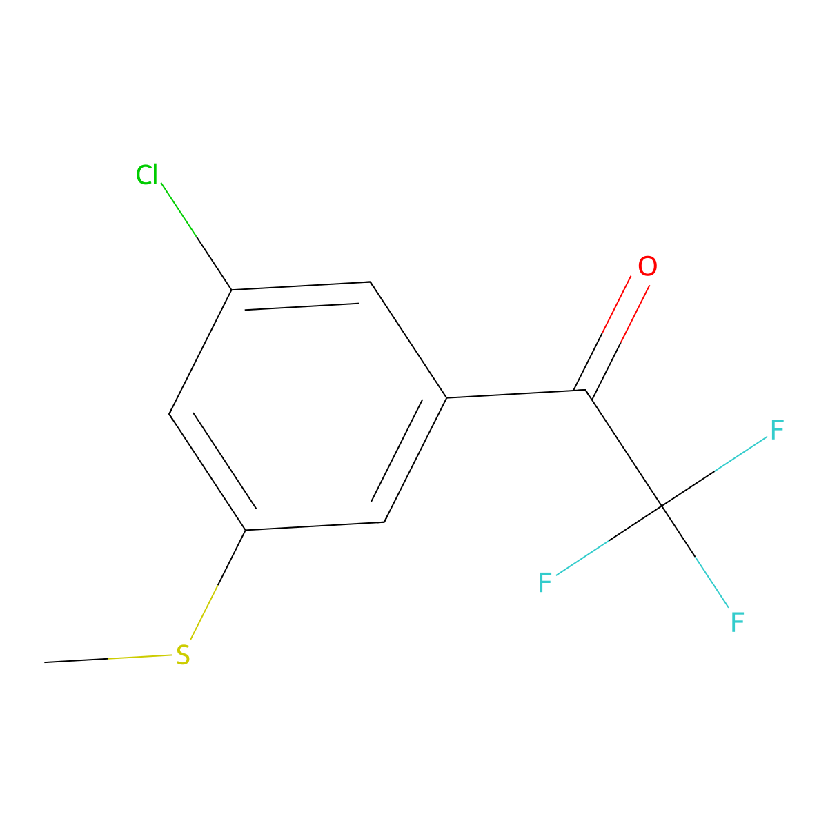 1-(3-Chloro-5-(methylthio)phenyl)-2,2,2-trifluoroethanone molecular structure, CAS 2918952-45-9