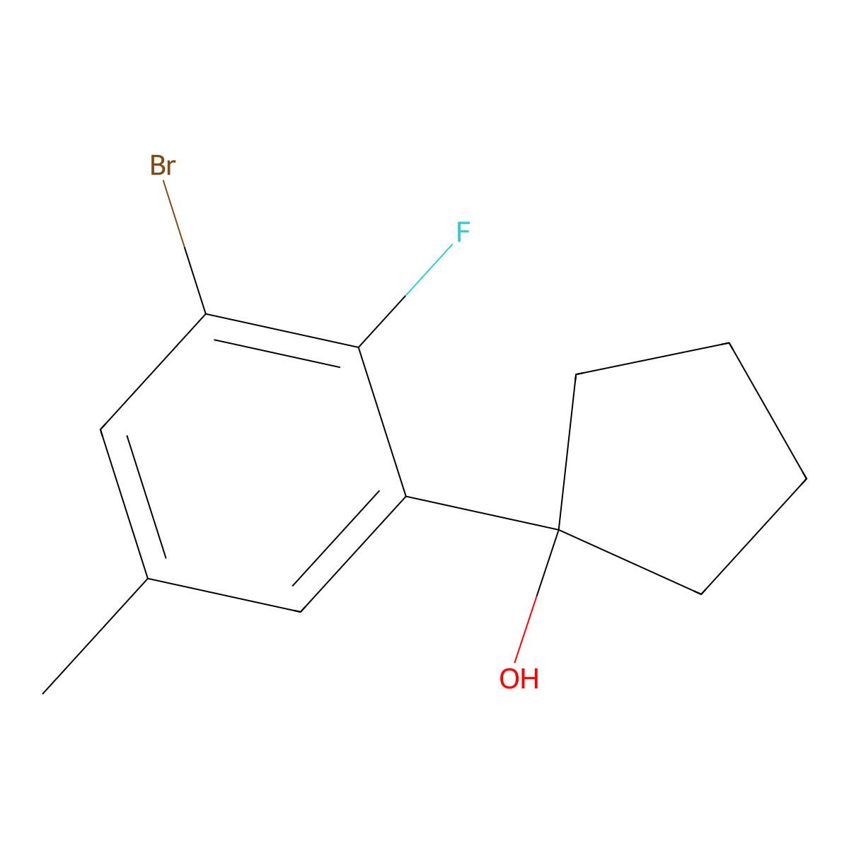1-(3-Bromo-2-fluoro-5-methylphenyl)cyclopentanol molecular structure, CAS 2918953-11-2