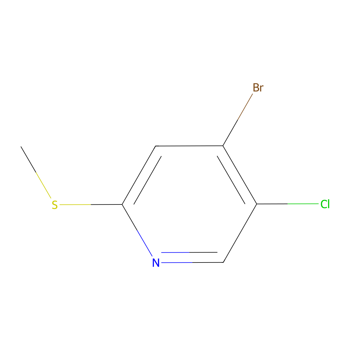 4-Bromo-5-chloro-2-(methylthio)pyridine molecular structure, CAS 2918953-34-9