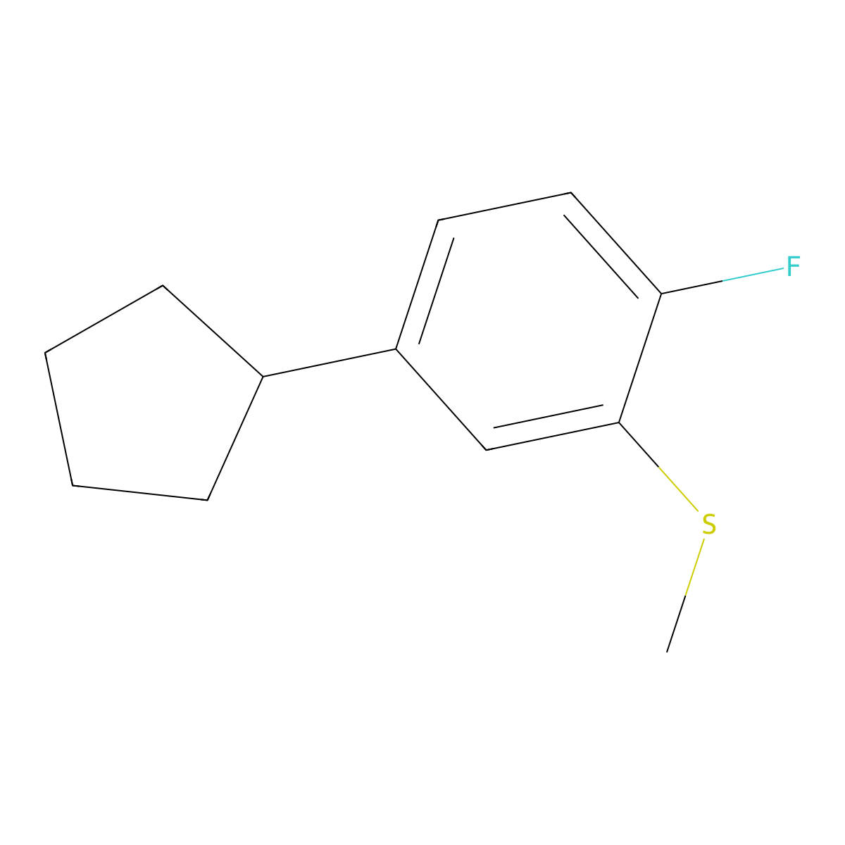 (5-Cyclopentyl-2-fluorophenyl)(methyl)sulfane molecular structure, CAS 2918954-90-0