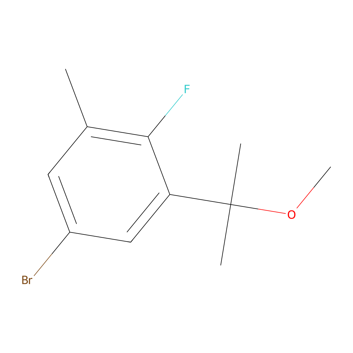5-Bromo-2-fluoro-1-(2-methoxypropan-2-yl)-3-methylbenzene molecular structure, CAS 2918955-14-1