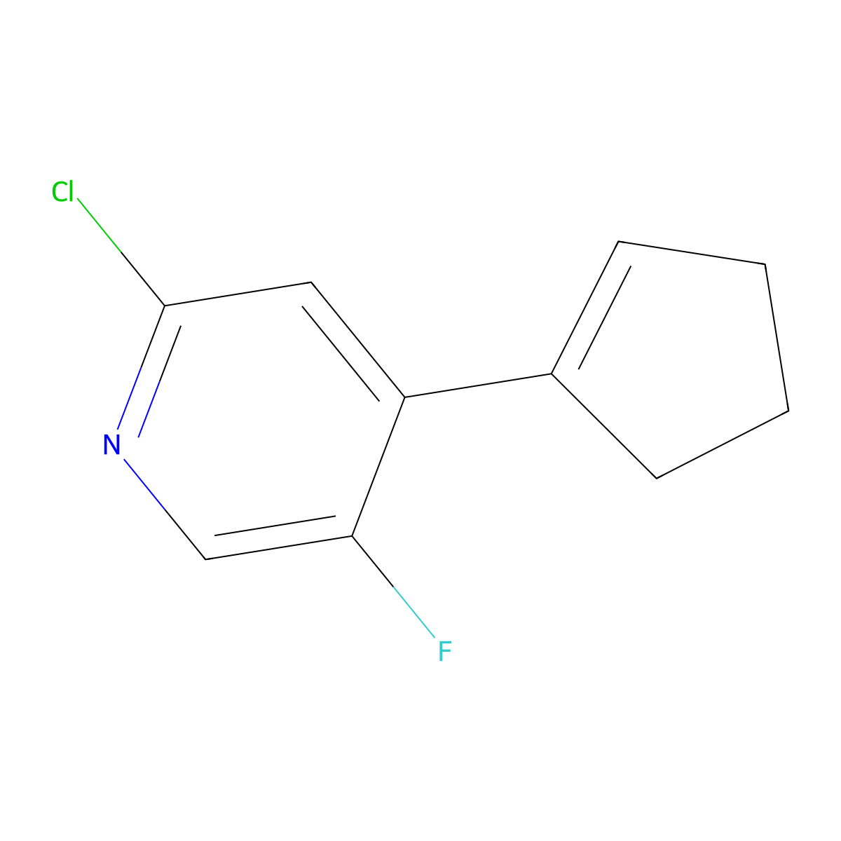 2-Chloro-4-(cyclopent-1-en-1-yl)-5-fluoropyridine molecular structure, CAS 2918955-64-1