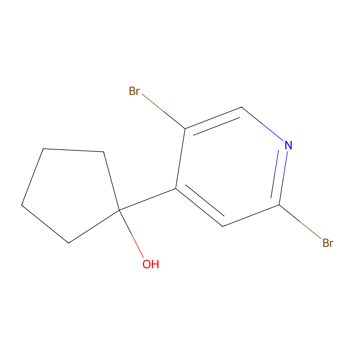 1-(2,5-Dibromopyridin-4-yl)cyclopentanol molecular structure, CAS 2918955-69-6