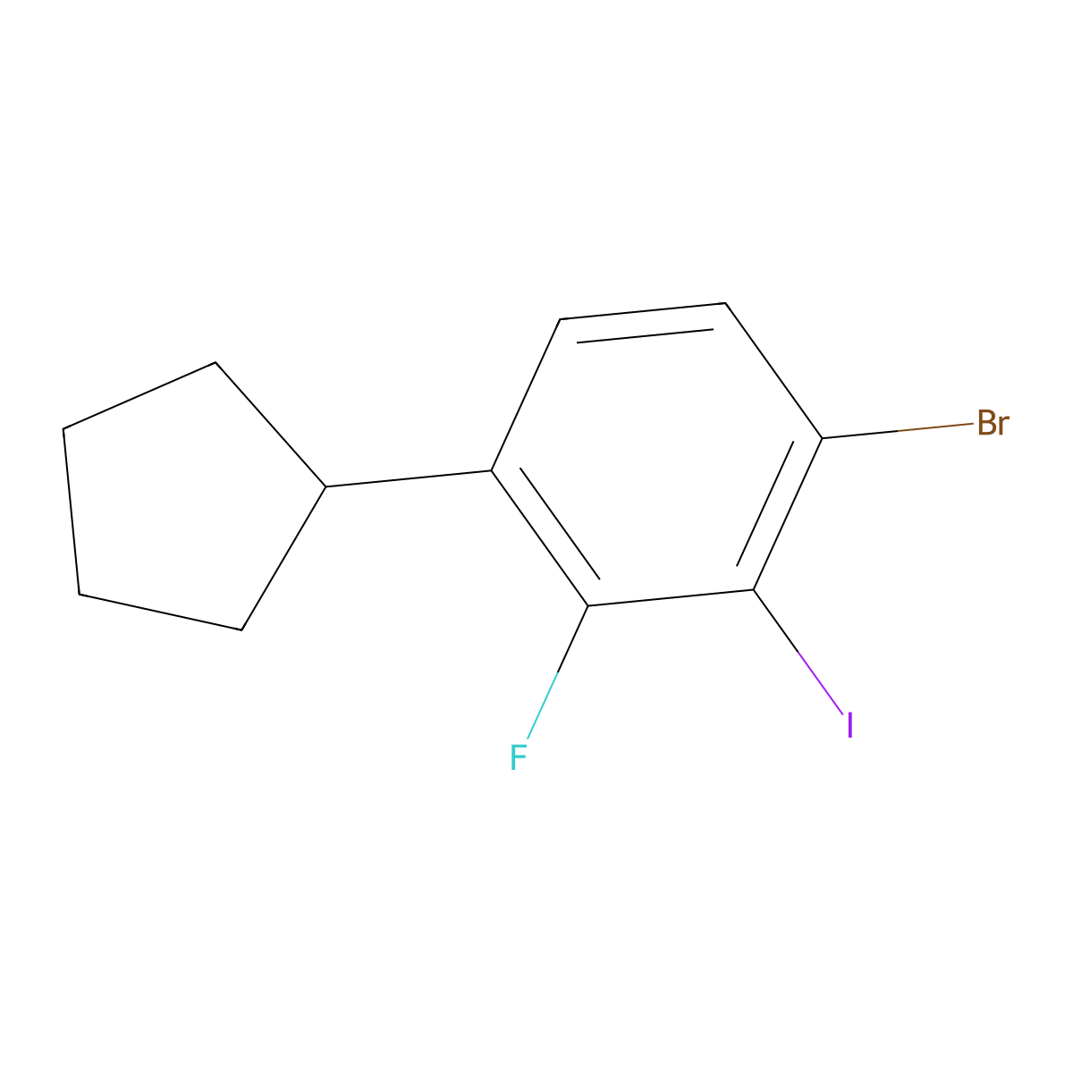 1-Bromo-4-cyclopentyl-3-fluoro-2-iodobenzene molecular structure, CAS 2918955-70-9