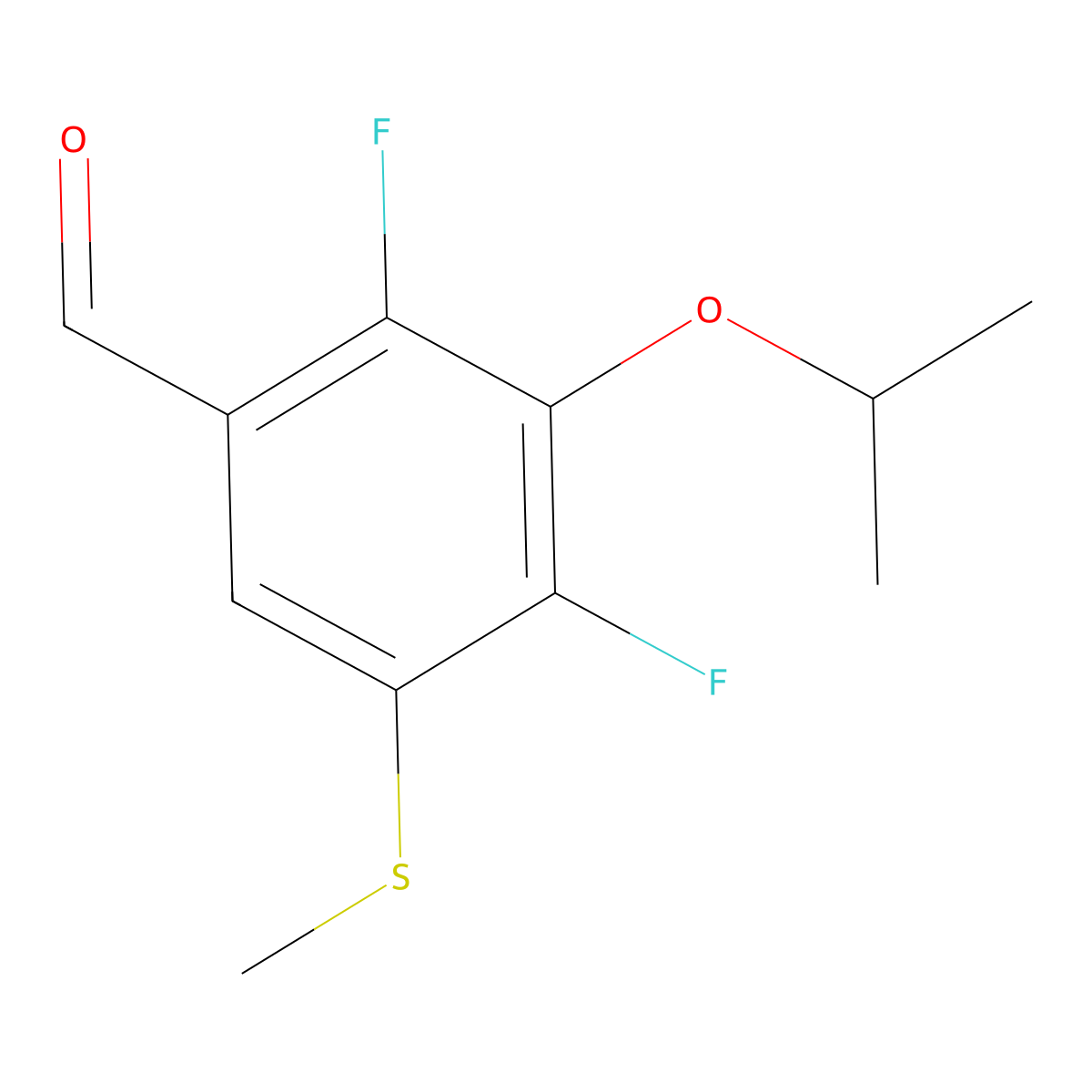 2,4-Difluoro-3-isopropoxy-5-(methylthio)benZaldehyde molecular structure, CAS 2918956-64-4