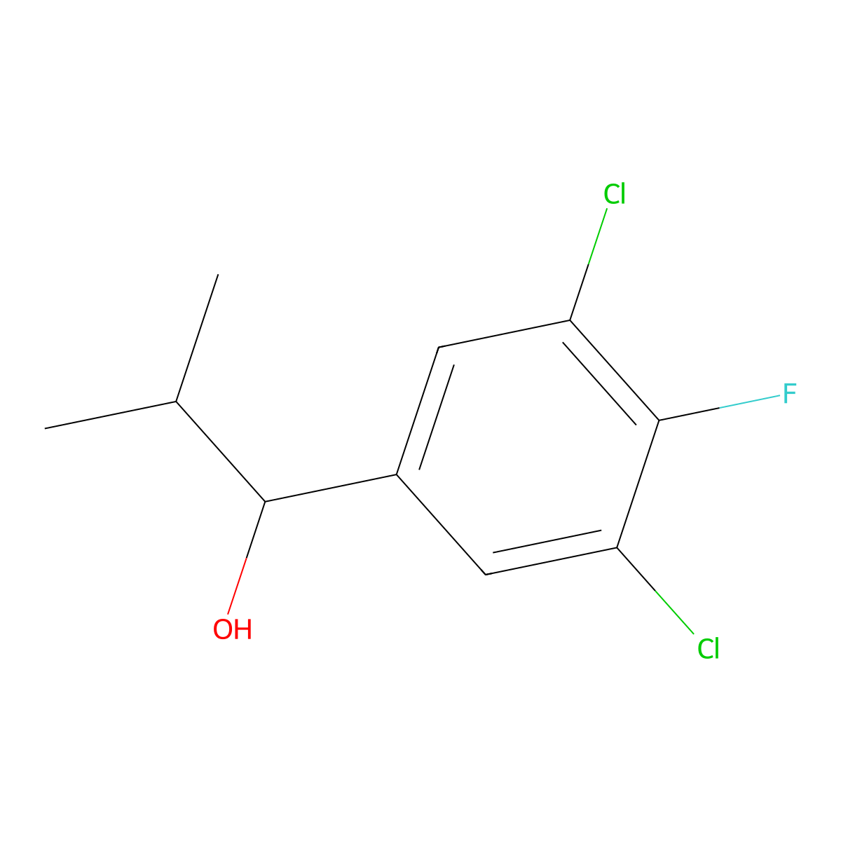 1-(3,5-Dichloro-4-fluorophenyl)-2-methylpropan-1-ol molecular structure, CAS 2918956-81-5