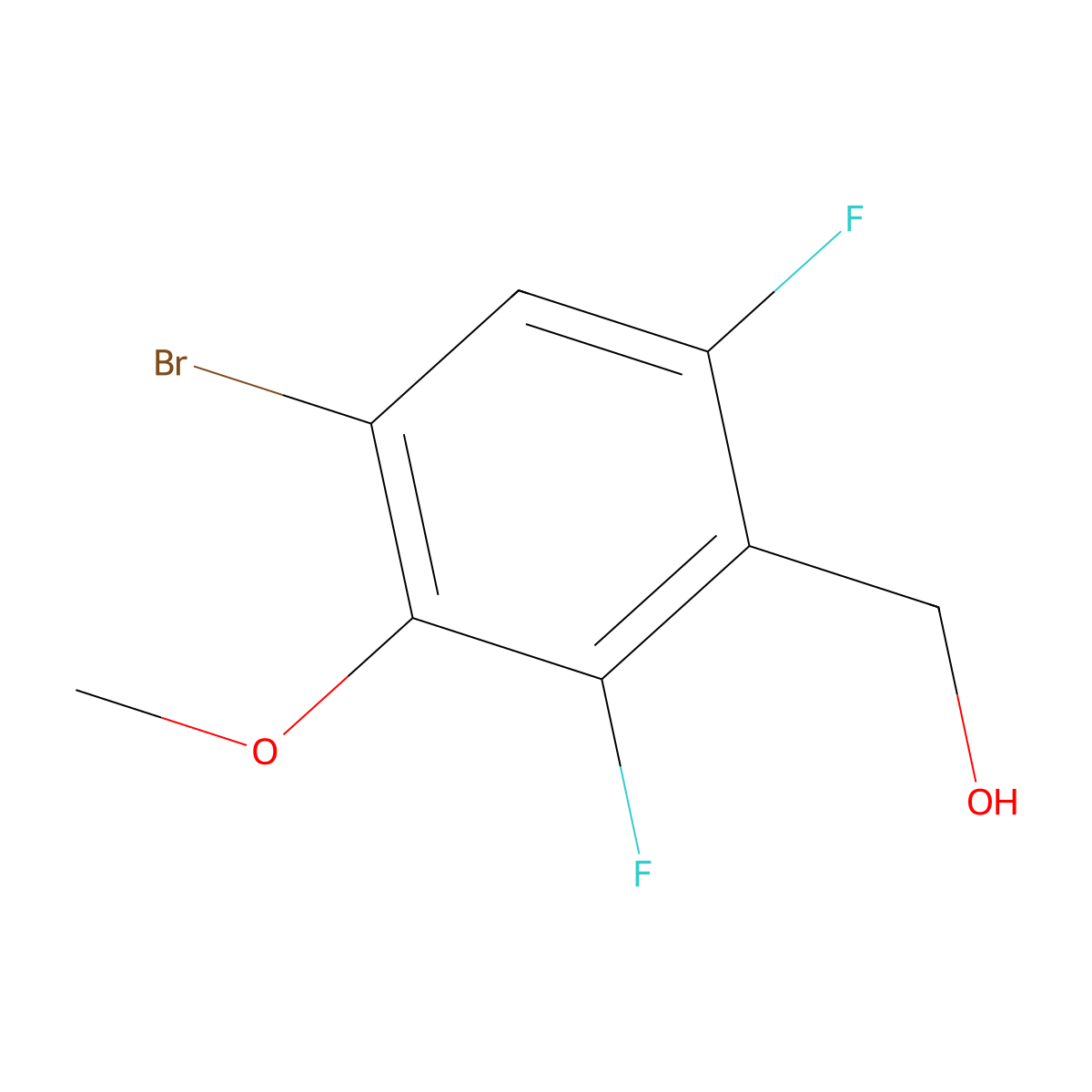 (4-Bromo-2,6-difluoro-3-methoxyphenyl)methanol molecular structure, CAS 2918957-25-0