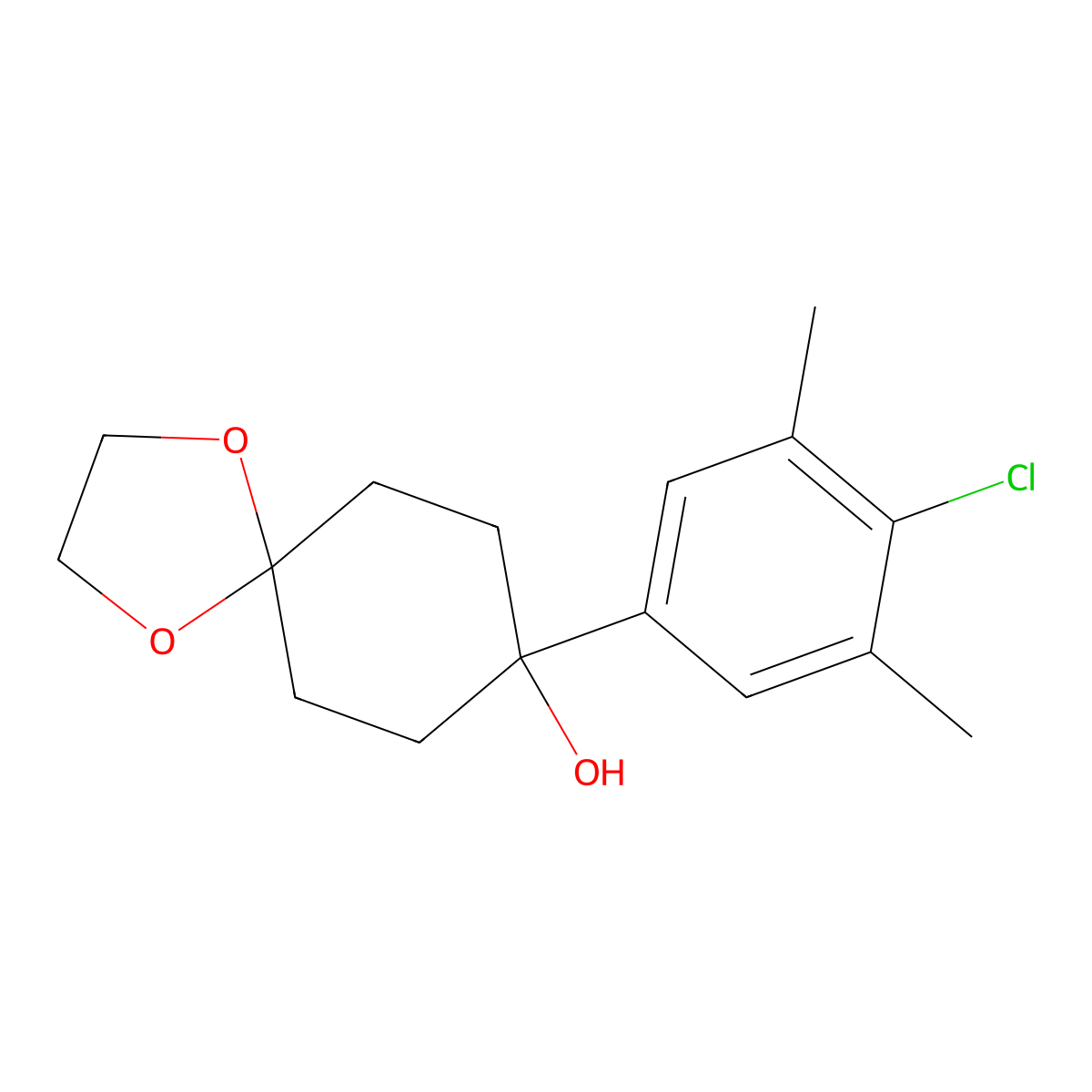 8-(4-Chloro-3,5-dimethylphenyl)-1,4-dioxaspiro[4.5]decan-8-ol molecular structure, CAS 2918957-39-6