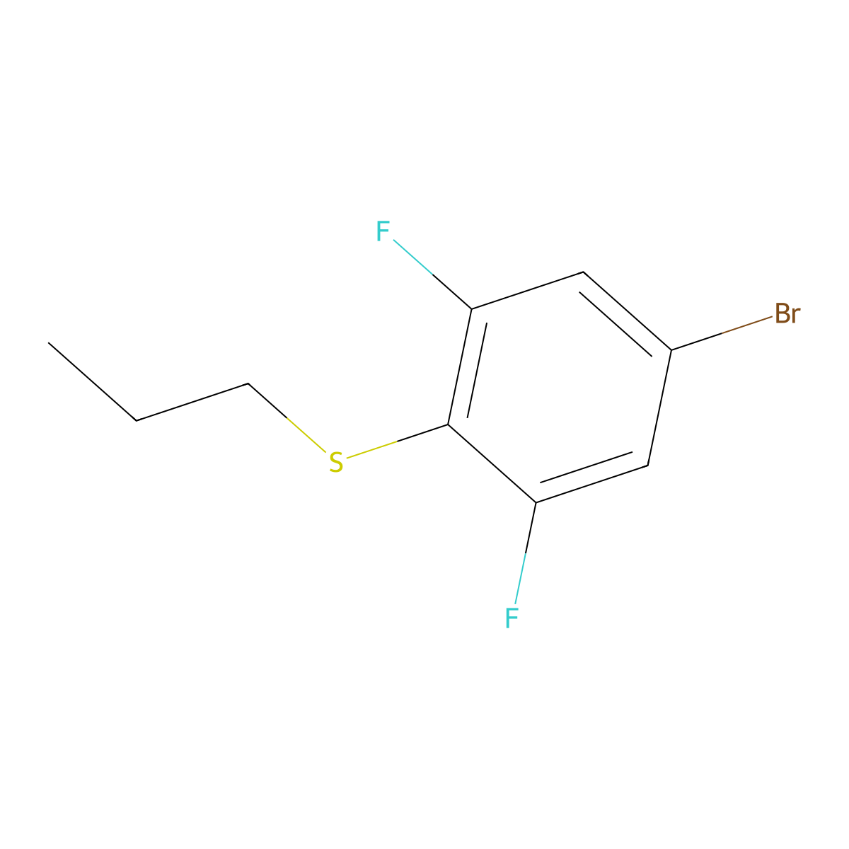 (4-Bromo-2,6-difluorophenyl)(propyl)sulfane molecular structure, CAS 2918957-82-9