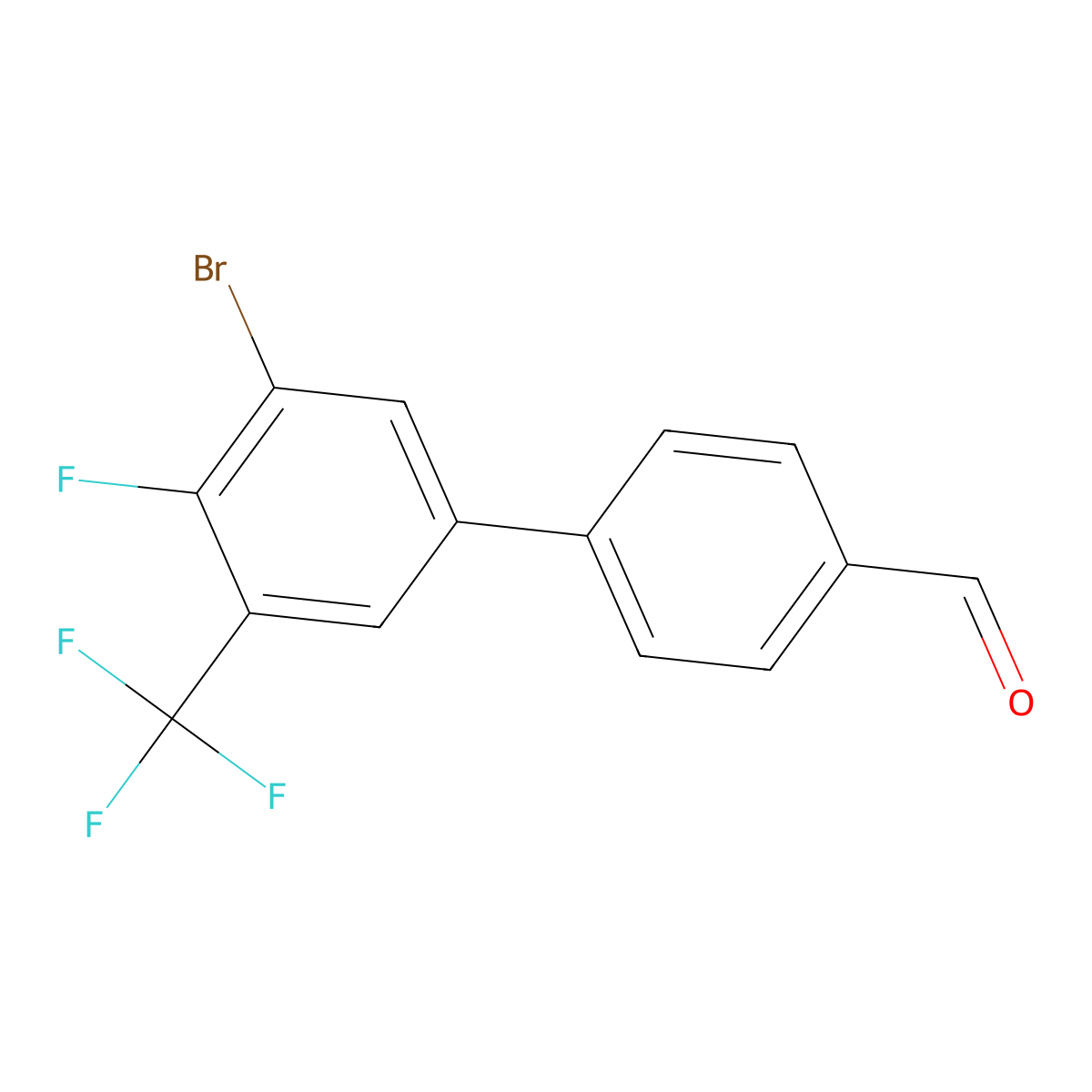 3'-Bromo-4'-fluoro-5'-(trifluoromethyl)-[1,1'-biphenyl]-4-carbaldehyde molecular structure, CAS 2918958-13-9