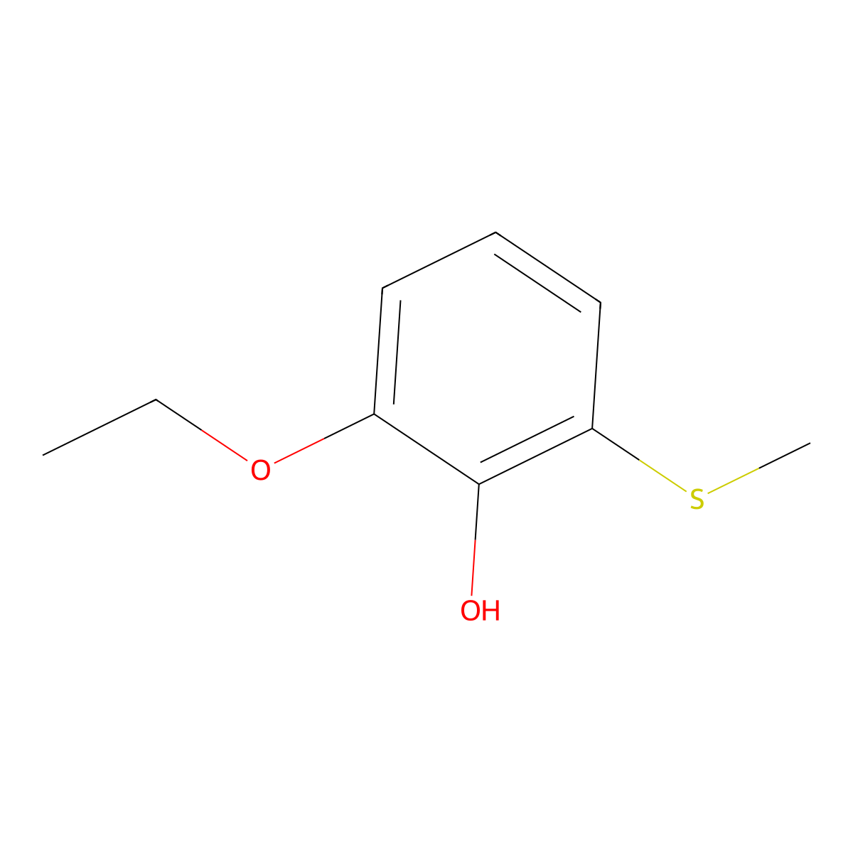 2-Ethoxy-6-(methylthio)phenol molecular structure, CAS 2918958-27-5